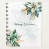 Waterverf Blauwgroen Bloemen Kerstvakantie Planner (Voorkant)