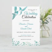 Waterverf Blauwgroen Bloemen Kolibrie bruiloft Kaart (Staand voorkant)