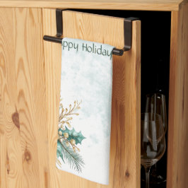 Waterverf Blauwgroen Bloemen Vakantie Keuken Handd Theedoek