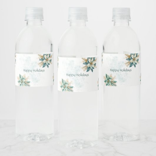 Waterverf Blauwgroen Bloemen Vakantie Waterfleseti Waterfles Etiket