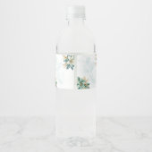 Waterverf Blauwgroen Bloemen Vakantie Waterfleseti Waterfles Etiket (Achterkant)