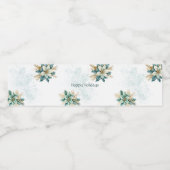 Waterverf Blauwgroen Bloemen Vakantie Waterfleseti Waterfles Etiket (Enkel label)