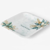 Waterverf Blauwgroen Bloemen Vakantiepapier Bord (Gebogen)