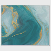 Waterverf Blauwgroen en Faux Gold Geode Cadeaupapier (Vlak)