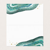 Waterverf Blauwgroen en Faux Gold Geode Visitekaartje (Binnenkant ongevouwen)