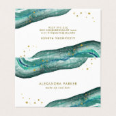 Waterverf Blauwgroen en Faux Gold Geode Visitekaartje (Buitenkant ongevouwen)