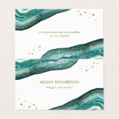 Waterverf Blauwgroen en Faux Gold Geode Visitekaartje (Buitenkant ongevouwen)