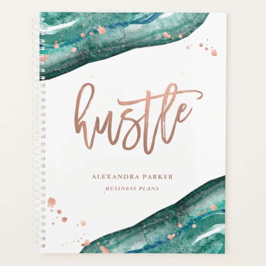 Waterverf Blauwgroen en Faux Roos Gold Geode | Hus Planner (Voorkant)