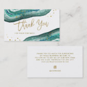 Waterverf Blauwgroen en Gold Geode | Dank u wel Visitekaartje (Voorkant / Achterkant)