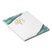 Waterverf Blauwgroen en Gold Geode Notes Notitieblok (Schuin)