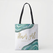 Waterverf Blauwgroen en Gold Look Geode | BLOEMENM Tote Bag (Voorkant)