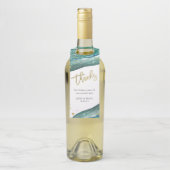 Waterverf Blauwgroen en Gouden Geode | Bedankt Flessenhanger (Op fles)