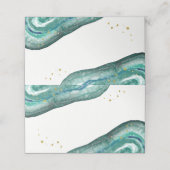 Waterverf Blauwgroen en Gouden Geode Bruiloft Plaatskaartje (Buitenkant ongevouwen)