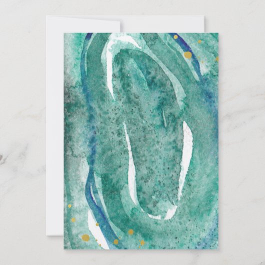 Waterverf Blauwgroen en Gouden Geode Couples Showe Kaart (Achterkant)