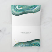 Waterverf Blauwgroen en Gouden Geode | Huwelijk Da Bedankkaart (Binnen)
