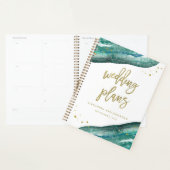 Waterverf Blauwgroen en Gouden Geode | Huwelijkspl Planner (Display)