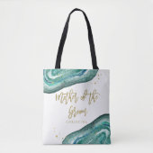 Waterverf Blauwgroen en Gouden Geode | Moeder van Tote Bag (Voorkant)