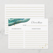 Waterverf Blauwgroen en Gouden Geode | Recept Kaar Briefkaart (Voorkant / Achterkant)