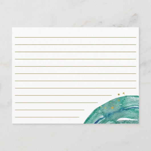 Waterverf Blauwgroen en Gouden Geode | Recept Kaar Briefkaart (Achterkant)