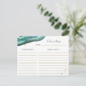 Waterverf Blauwgroen en Gouden Geode | Recept Kaar Briefkaart (Staand voorkant)