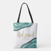 Waterverf Blauwgroen en gouden look Geode | Brides Tote Bag (Achterkant)