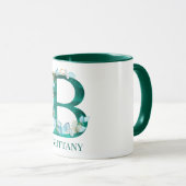 Waterverf Blauwgroen en Gouden Monogram Letter B Mok (Voorkant rechts)