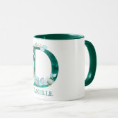 Waterverf Blauwgroen en Gouden Monogram Letter D Mok (Voorkant rechts)