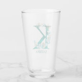 Waterverf Blauwgroen en Gouden Monogram Letter K Glas (Achterkant)
