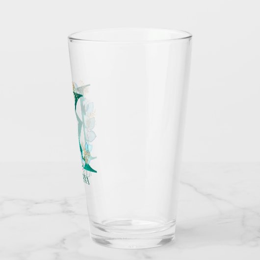 Waterverf Blauwgroen en Gouden Monogram Letter K Glas (Links)