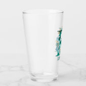 Waterverf Blauwgroen en Gouden Monogram Letter K Glas (Rechts)