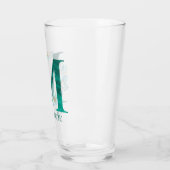 Waterverf Blauwgroen en Gouden Monogram Letter M Glas (Links)