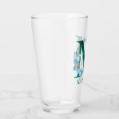 Waterverf Blauwgroen en Gouden Monogram Letter M Glas (Rechts)