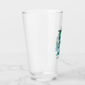 Waterverf Blauwgroen en Gouden Monogram Letter R Glas (Rechts)