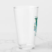 Waterverf Blauwgroen en Gouden Monogram Letter V Glas (Rechts)