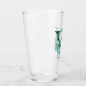 Waterverf Blauwgroen en Gouden Monogram Letter W Glas (Rechts)