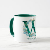 Waterverf Blauwgroen en Gouden Monogram Letter W Mok (Voorkant links)