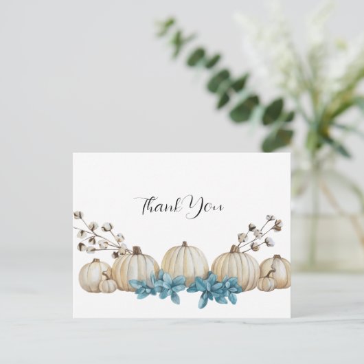 Waterverf Blauwgroen en Ivory Wedding Bedankt kaar Briefkaart (Staand voorkant)