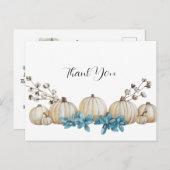 Waterverf Blauwgroen en Ivory Wedding Bedankt kaar Briefkaart (Voorkant / Achterkant)