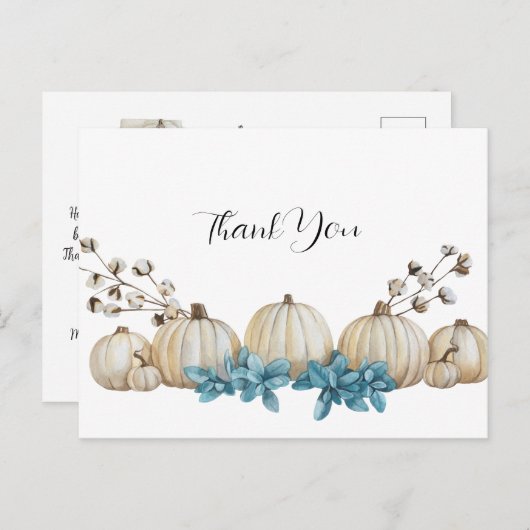 Waterverf Blauwgroen en Ivory Wedding Bedankt kaar Briefkaart (Voorkant / Achterkant)