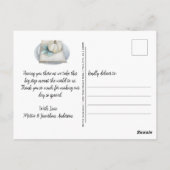 Waterverf Blauwgroen en Ivory Wedding Bedankt kaar Briefkaart (Achterkant)