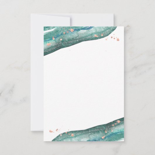 Waterverf Blauwgroen en Roos Gold Geode Bedankkaart (Achterkant)