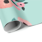 Waterverf Blauwgroen en roze Floral Cadeaupapier (Rol Hoek)