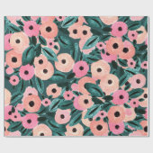 Waterverf Blauwgroen en roze Floral Cadeaupapier (Vlak)