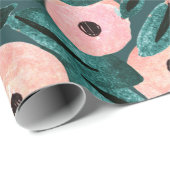 Waterverf Blauwgroen en roze Floral Cadeaupapier (Rol Hoek)