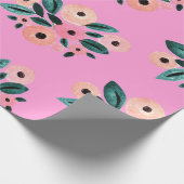 Waterverf Blauwgroen en roze Floral Cadeaupapier (Hoek)