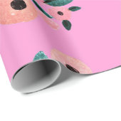 Waterverf Blauwgroen en roze Floral Cadeaupapier (Rol Hoek)