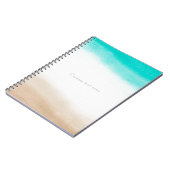 Waterverf Blauwgroen en Tan Elegant Beach Water &  Notitieboek (Linkerzijde)