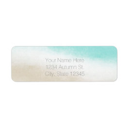 Waterverf Blauwgroen en Tan Elegant Beach Wedding Etiket