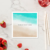 Waterverf Blauwgroen en Tan Elegant Beach Wedding Servet (Insitu)