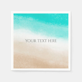 Waterverf Blauwgroen en Tan Elegant Beach Wedding Servet
